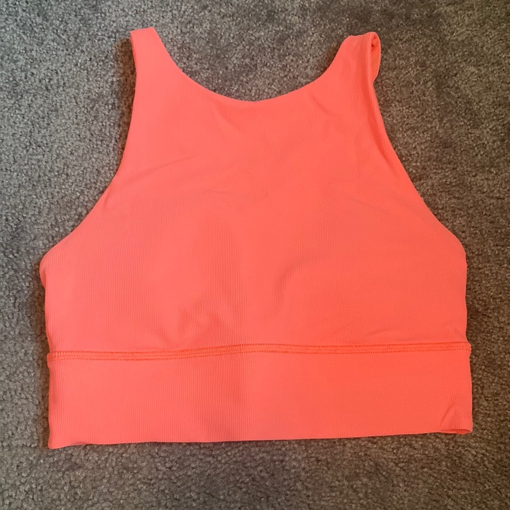 NWOT lululemon high neck longline ribbed energy bra in sunset